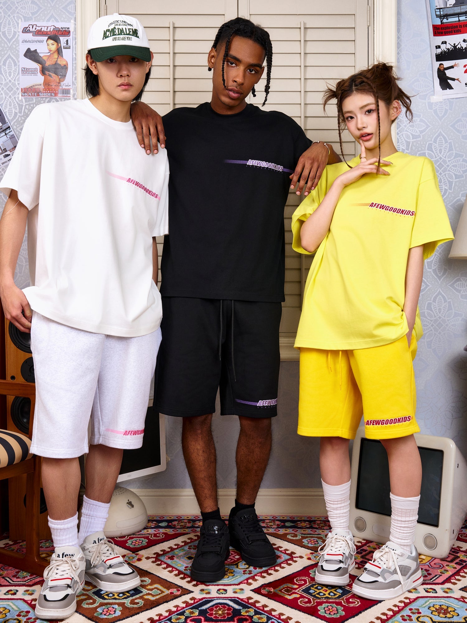 AFGK Embroidery Gradient Sports Sweat Shorts