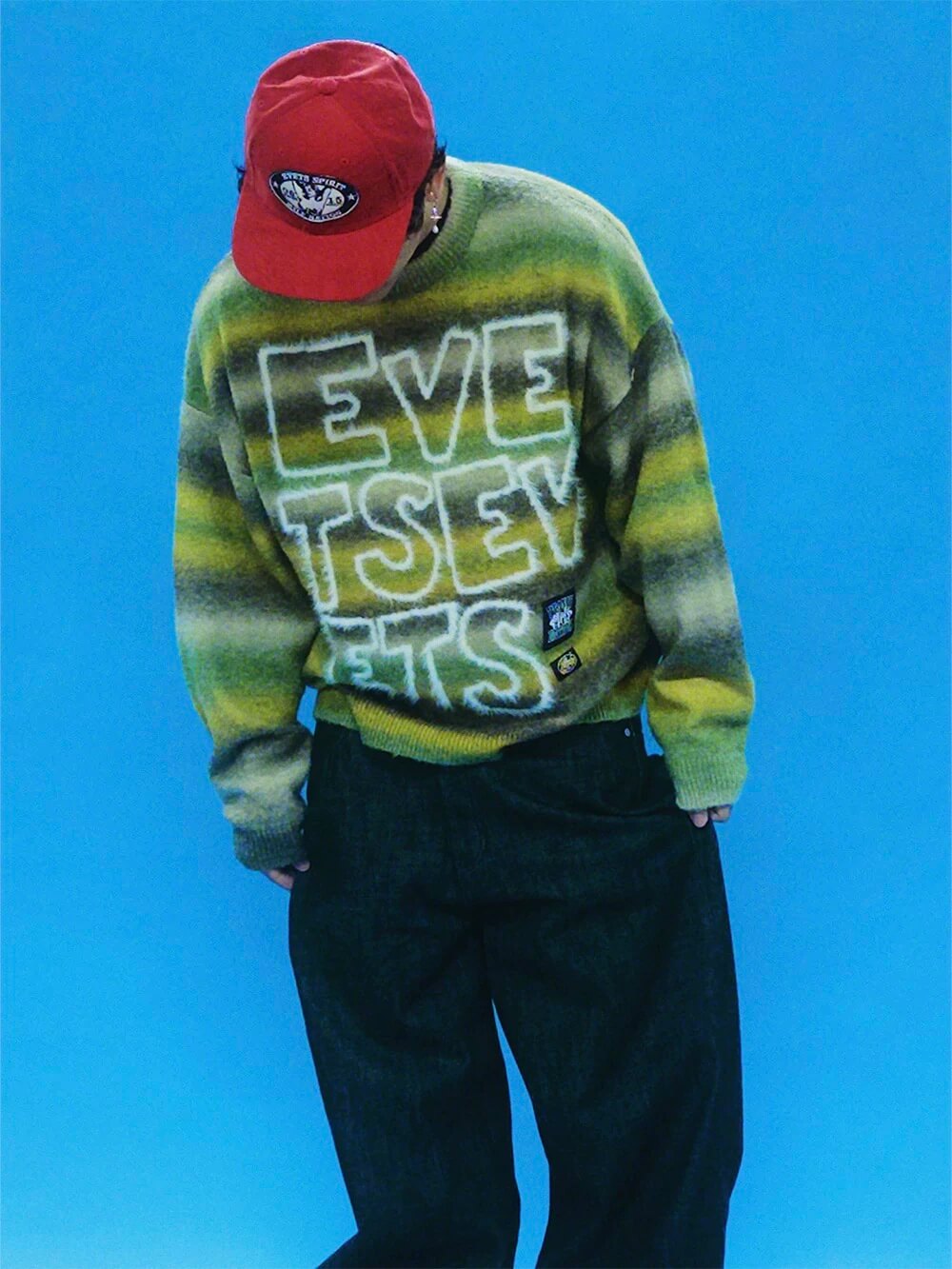 EVETS Gradient Stripe Fuzzy Knit Sweater