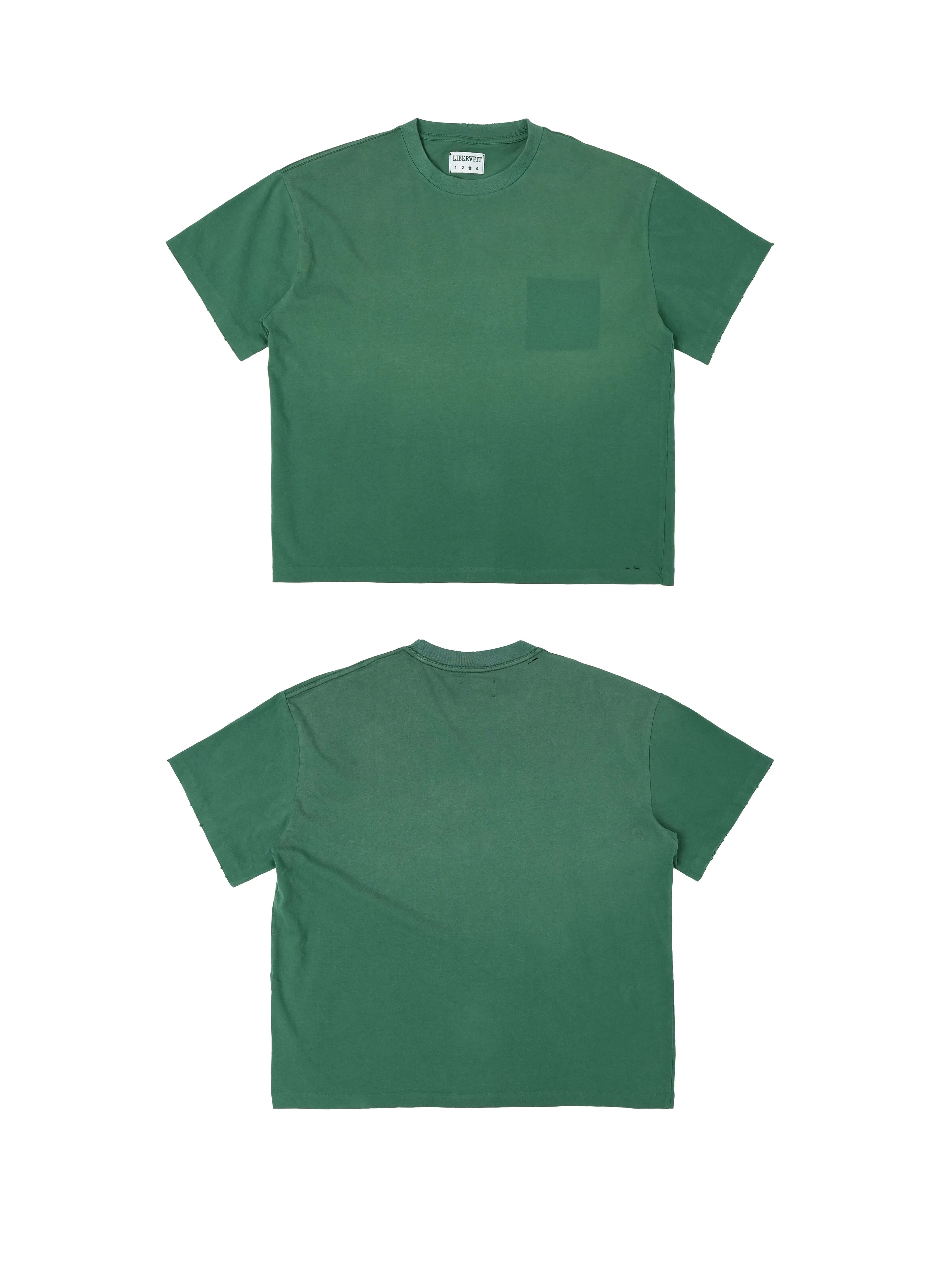 LIBERAFIT Vintage Washed Distressed Basic Short Sleeve Tee