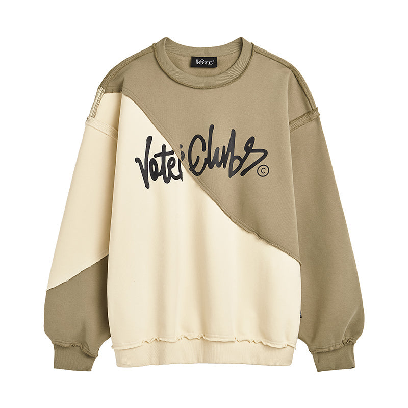 VOTE Spliced Raw Edge Sweatshirt