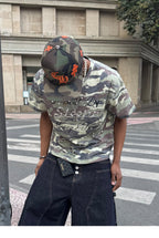 STEEPC Aged Forest Camo Pearl Embellished Print Tee