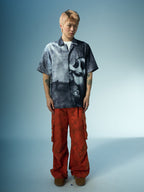 EVILKNIGHT(EK) Full-Print Graffiti Portrait Cuban Shirt