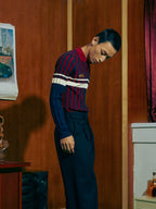 SOD Co. Rib Knit Striped Polo Shirt