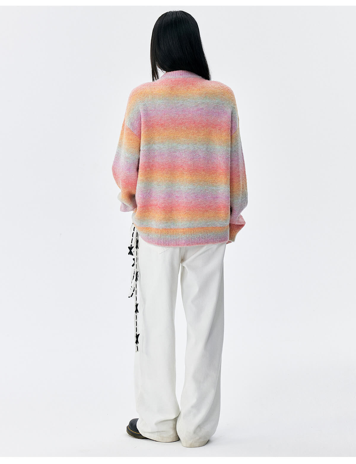 MEDM Logo Patch Rainbow Gradient Knit Sweater