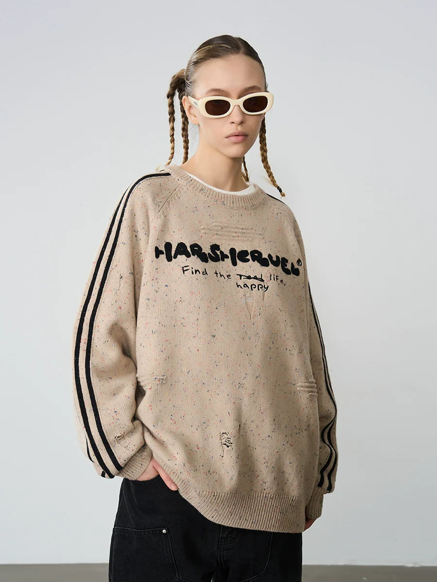 Harsh and Cruel Embroidered Knit Logo Sweater