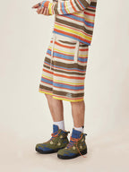 EVILKNIGHT(EK) Multicolor Striped Knit Shorts