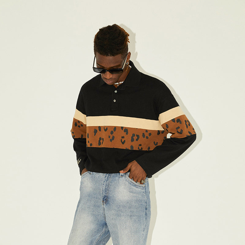 EMPTY REFERENCE Leopard Long Sleeve Polo