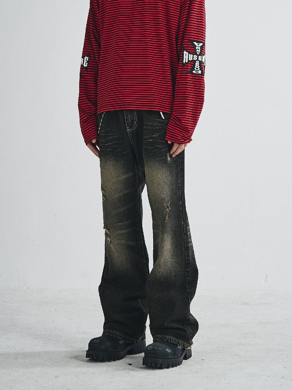 RUSURE Cat Whiskers Washed Jeans