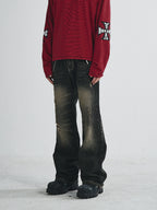 RUSURE Cat Whiskers Washed Jeans