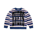 EVETS Logo Striped Fuzzy Knit Sweater