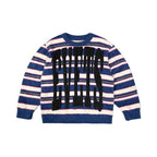 EVETS Logo Striped Fuzzy Knit Sweater