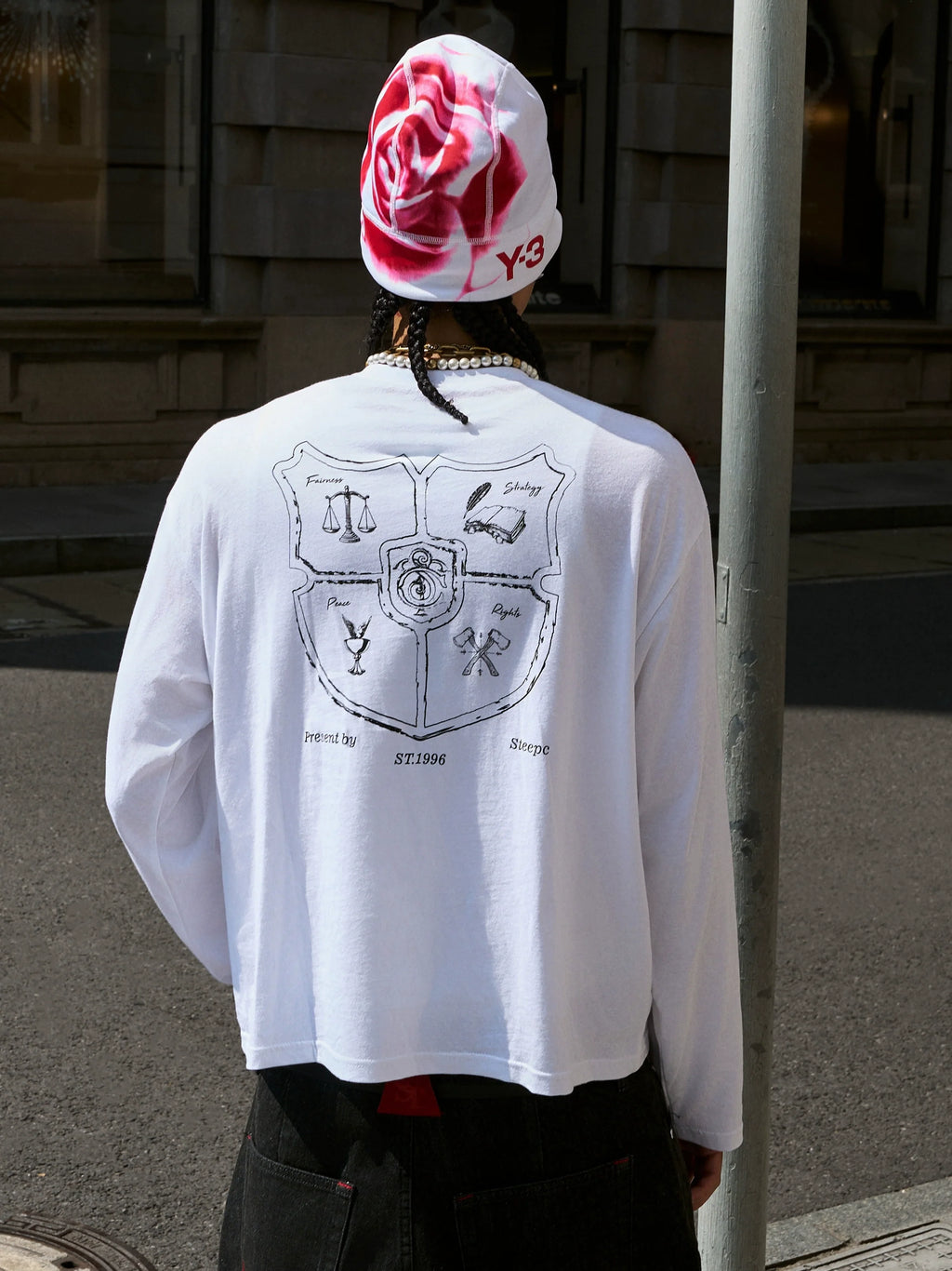 STEEPC Structured Print Double Breasted Long Sleeve Tee