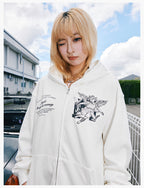 MEDM 3D Embroidered Angel Dove Zip Up Hoodie