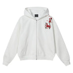MEDM Rose Embroidered Zip Up Hoodie