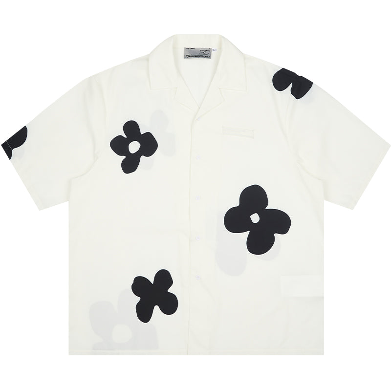 Harsh and Cruel Handpainted Flowers Printed Cuban Shirt