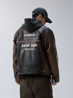 F2CE Embroidery Patch PU Leather Racing Jacket