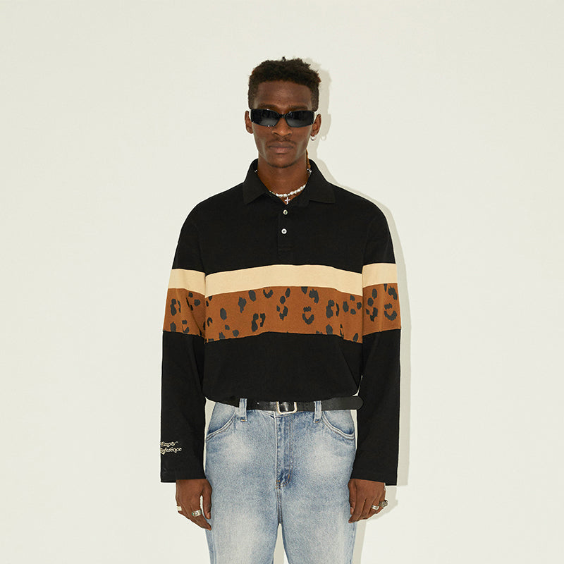 EMPTY REFERENCE Leopard Long Sleeve Polo