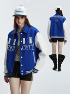 MEDM Pearl Logo Color Block Varsity Jacket
