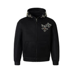 YADcrew Colorful Gemstone Pearl Mesh Zip Up Hoodie