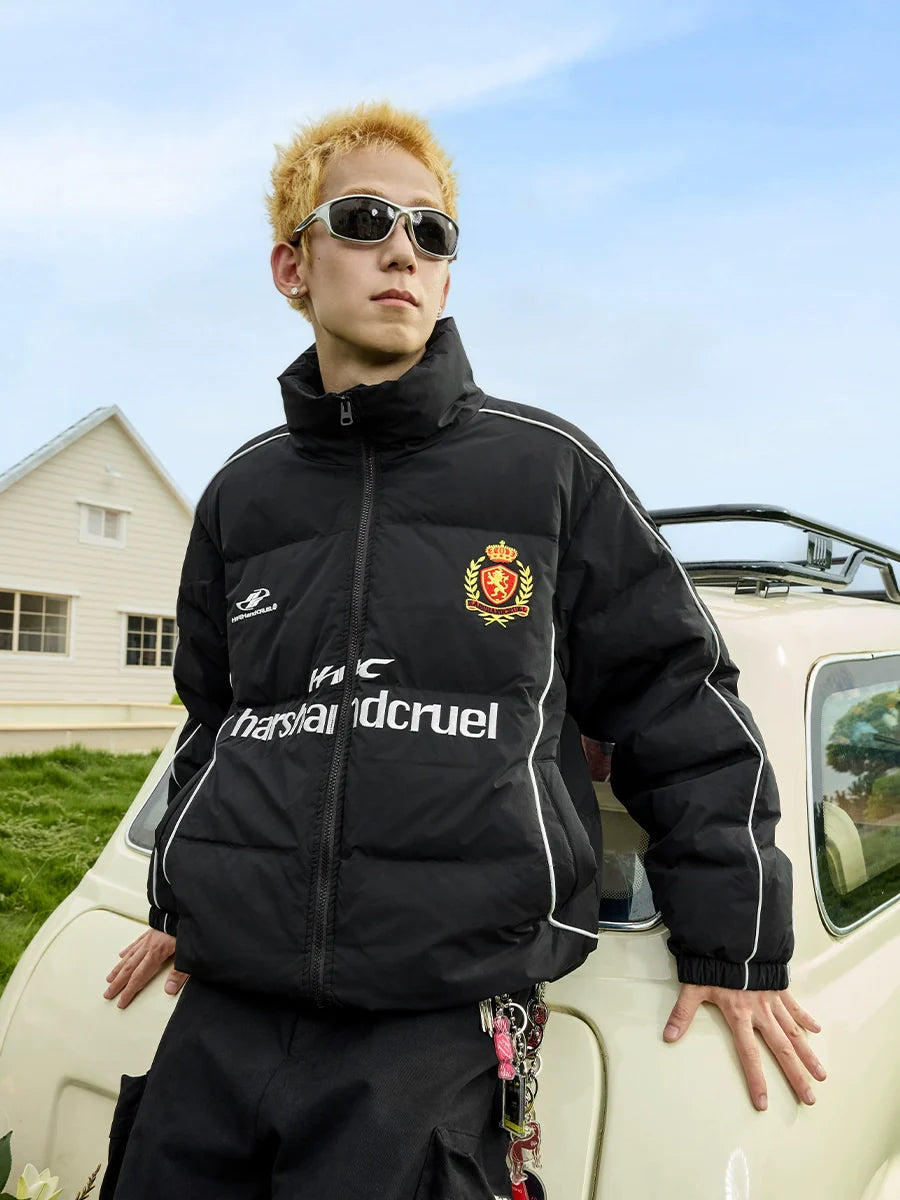 Harsh and Cruel Football Club Embroidered Down Jacket