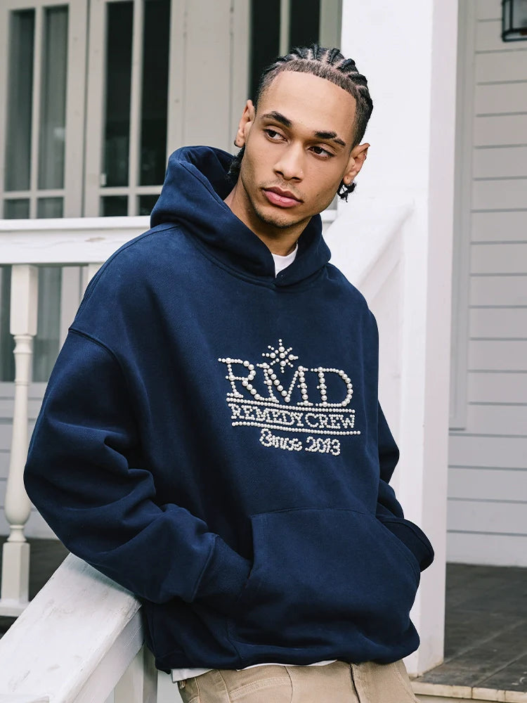 Remedy RMD Pearl Letter Embroidered Hoodie