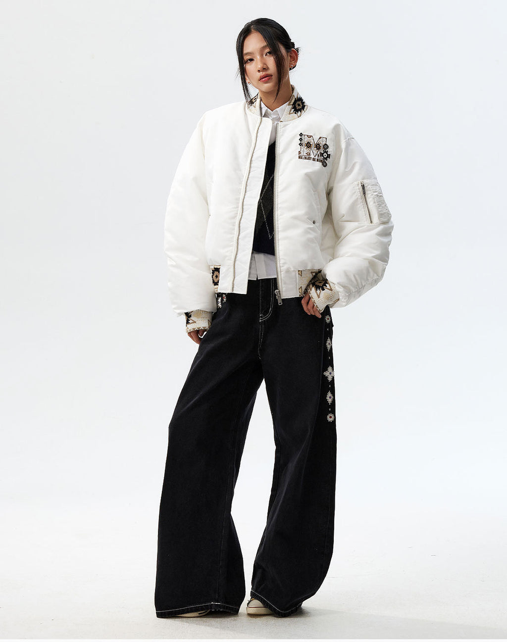 MEDM Ethnic Trim MA-1 Bomber Jacket