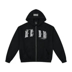 MEDM Pearl Logo Embellished Zip Up Hoodie