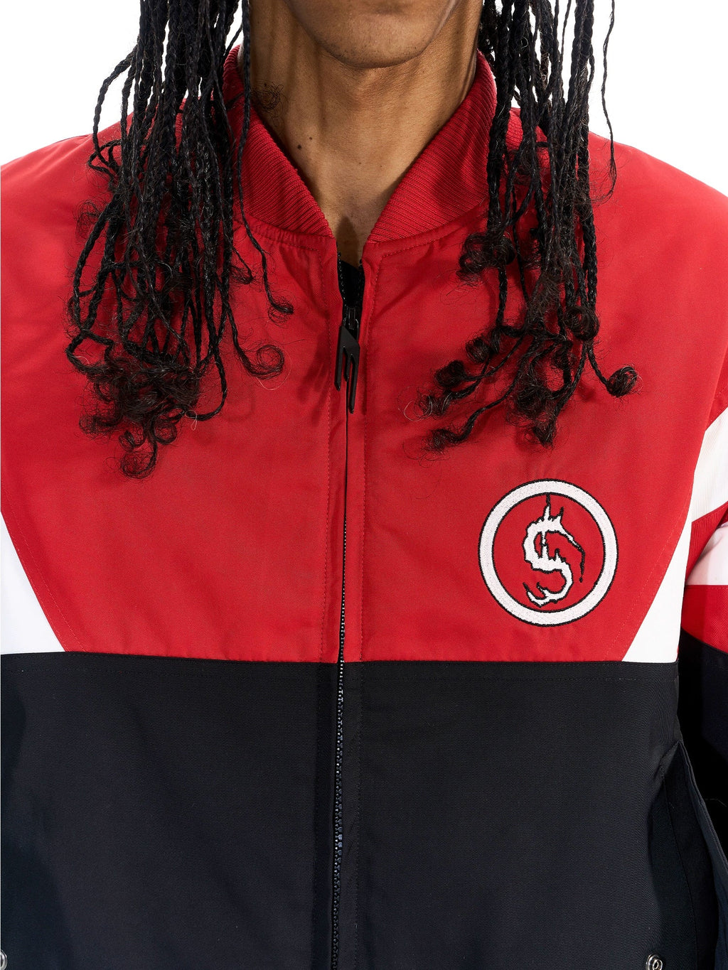 BLIND NO PLAN Contrast Color Sports Bomber Jacket