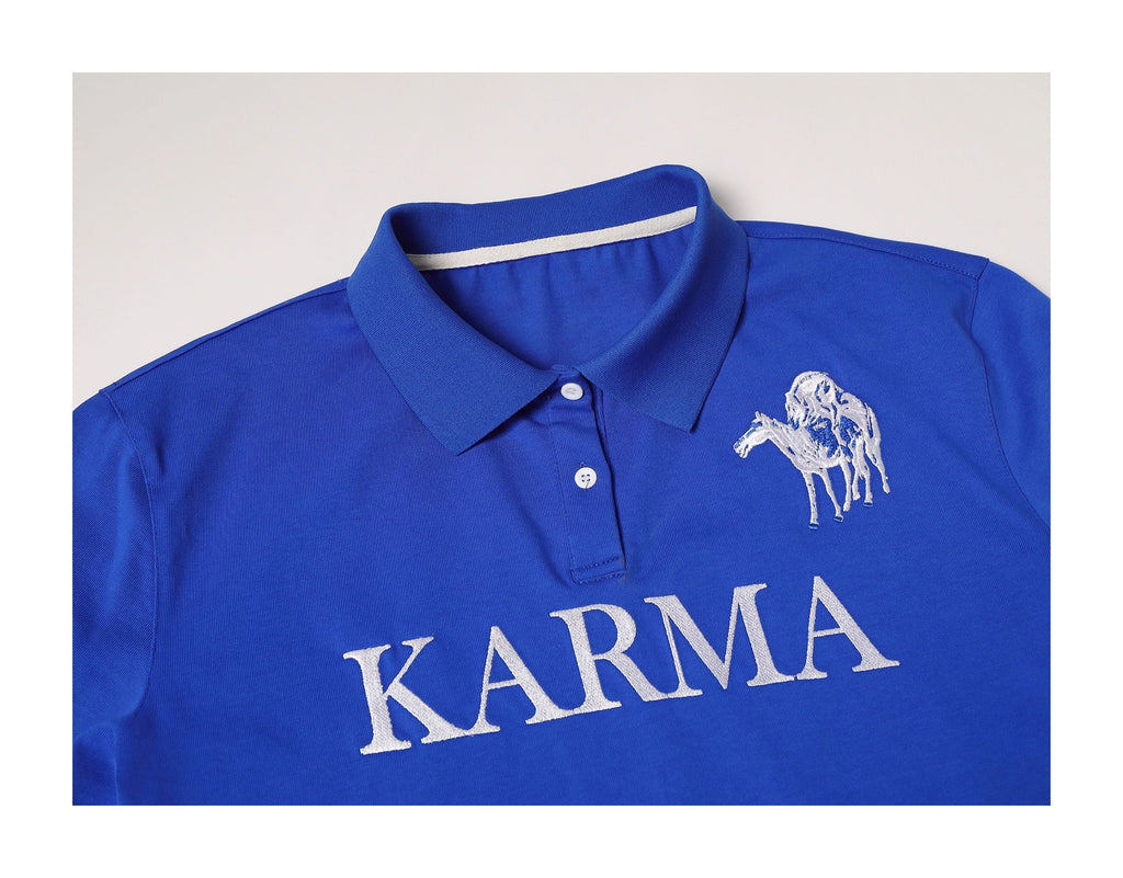KARMANISTIC Embroidered Printed Long Sleeve Polo Shirt