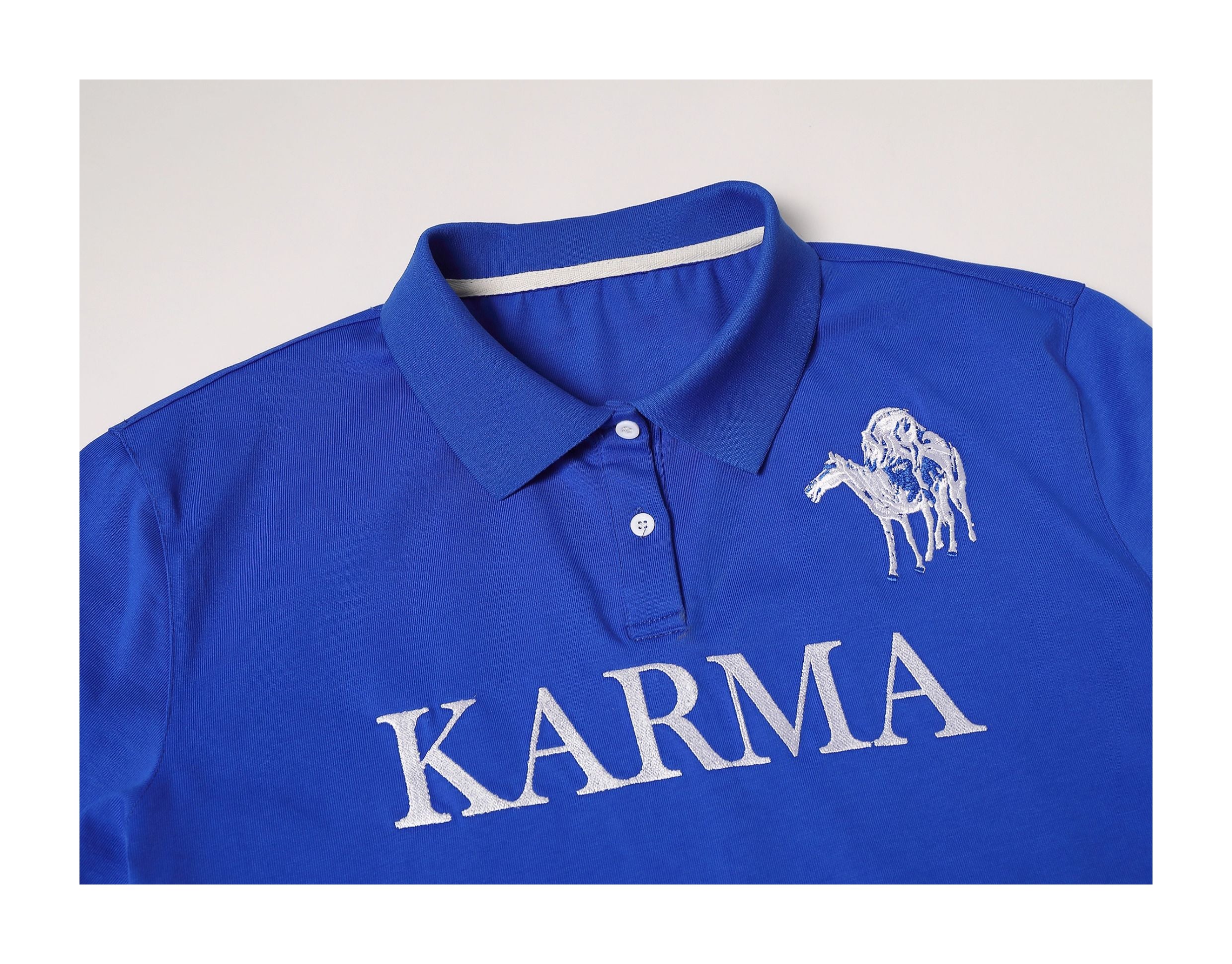 KARMANISTIC Embroidered Printed Long Sleeve Polo Shirt