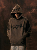 1807 Arranged Printed Washed Hoodie