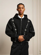 YADcrew Star Track Pearl Zip Up Hoodie