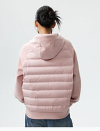 MEDM Patchwork Raglan Sleeve Lightweight Hooded Down Jacket