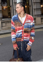 STEEPC Multicolor Gradient Heart Patch Knit Cardigan