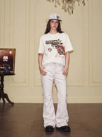 YADcrew Rhinestone Revolver Digital Print Tee