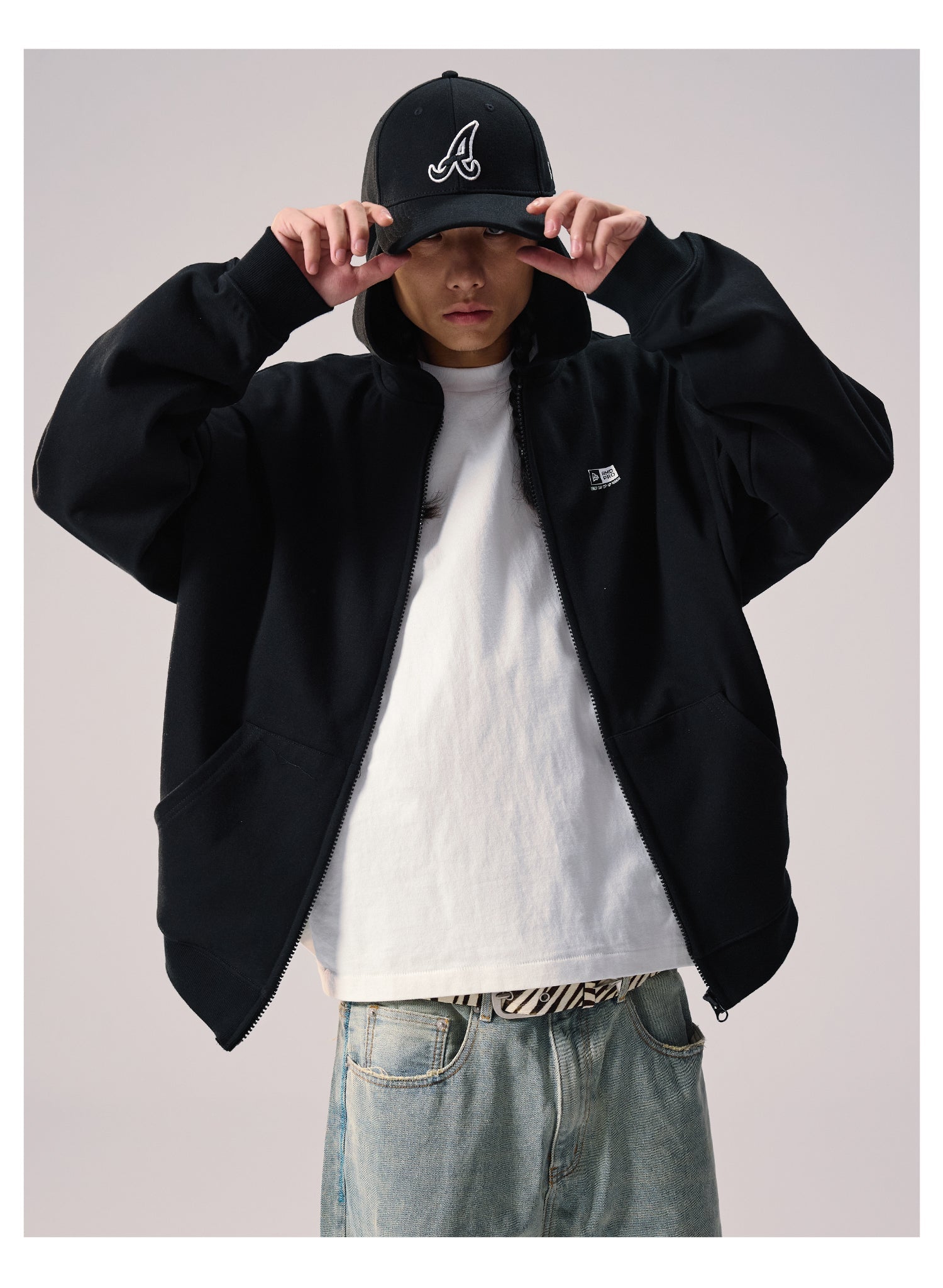 Remedy Baseball Cap Hood Zip Up Hoodie