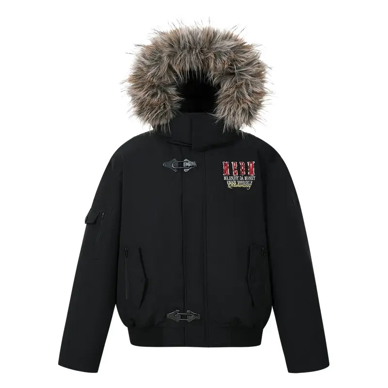 MEDM Detachable Fur Metal Snaps Down Jacket