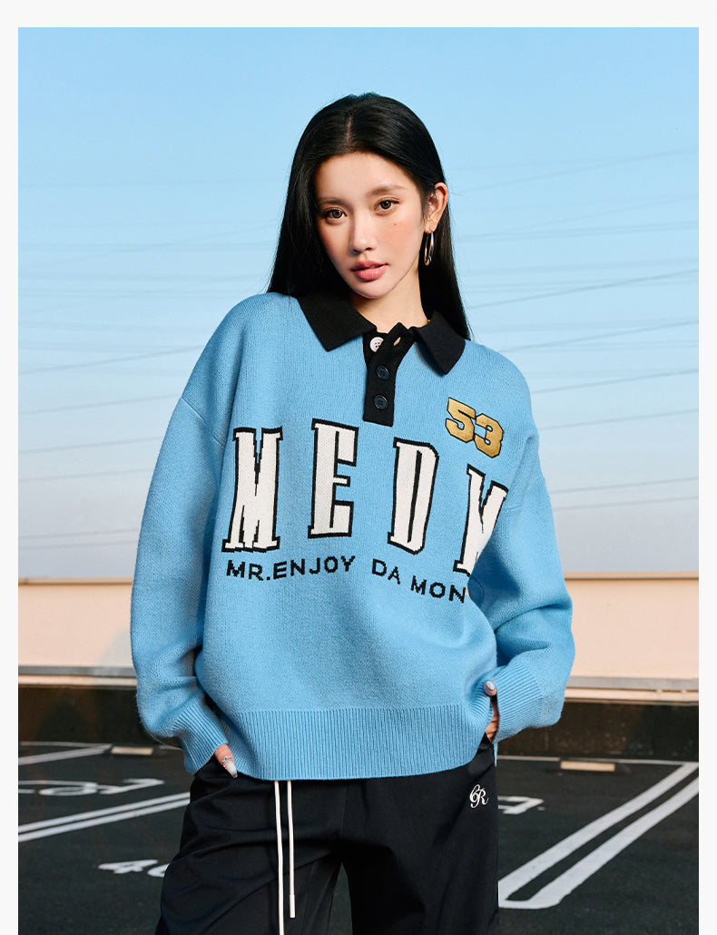 MEDM Patchwork Striped Elbow Knit Sweater