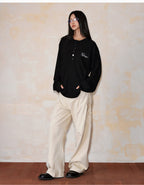 MEDM Flower Button Henley Long Sleeve Tee