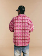 1807 Pink Quilted Plaid Long Sleeve Shirt