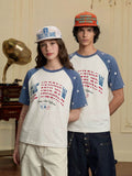 YADcrew American Star Print Raglan Color Block Tee
