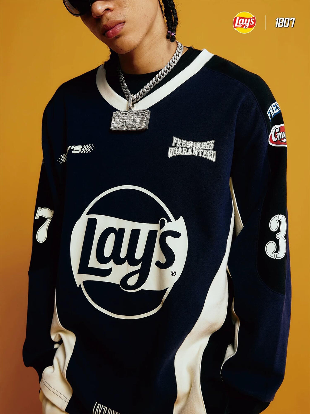 1807 × Lay’s Patchwork Long Sleeve Hockey Jersey