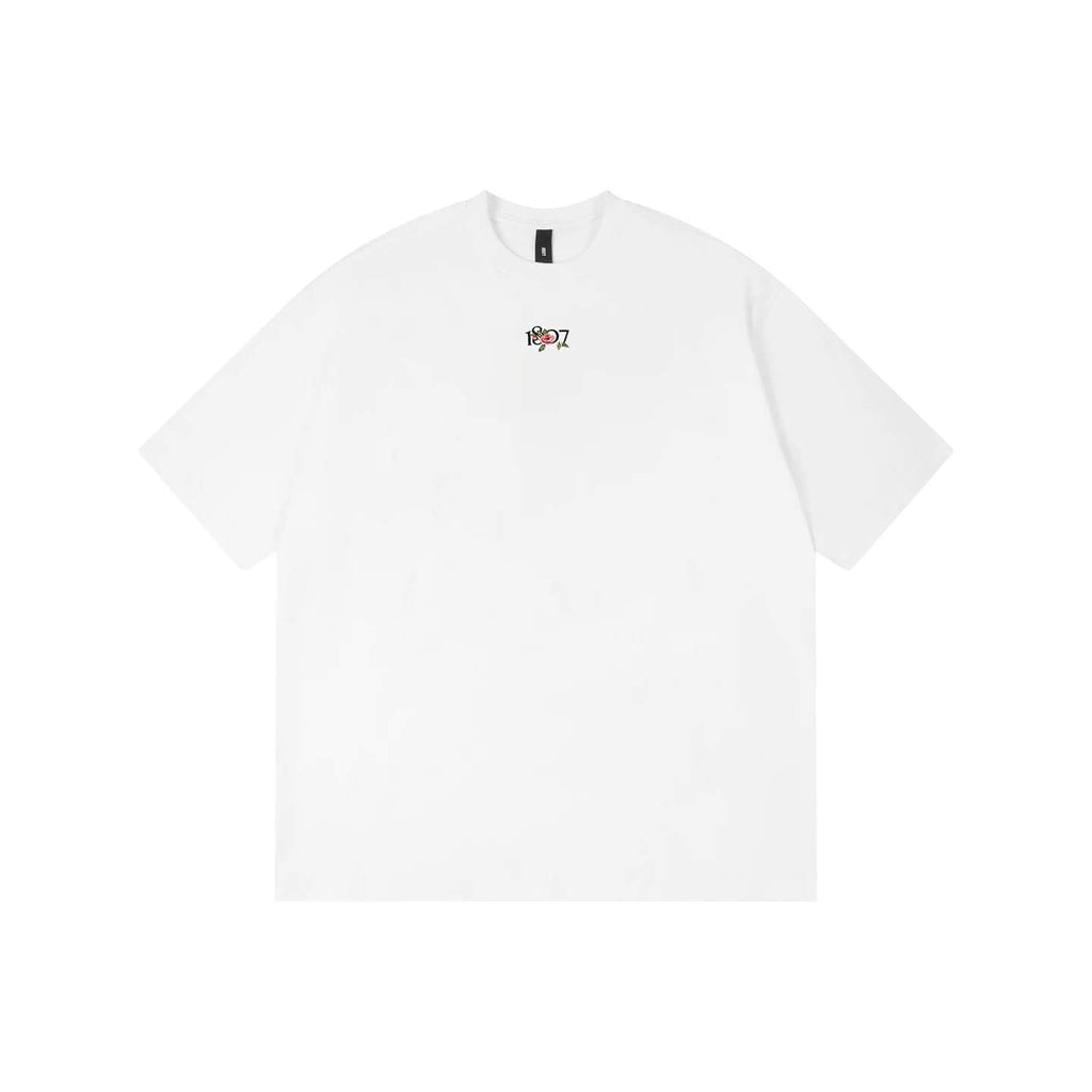 1807 Rose Logo Print Embroidered Short Sleeve Tee