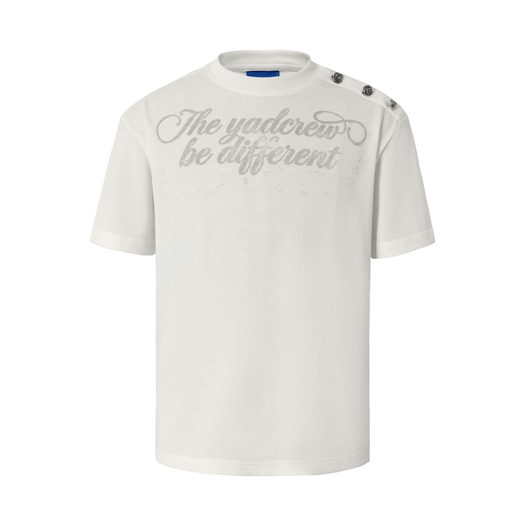 YADcrew Shoulder Rose Button Tee