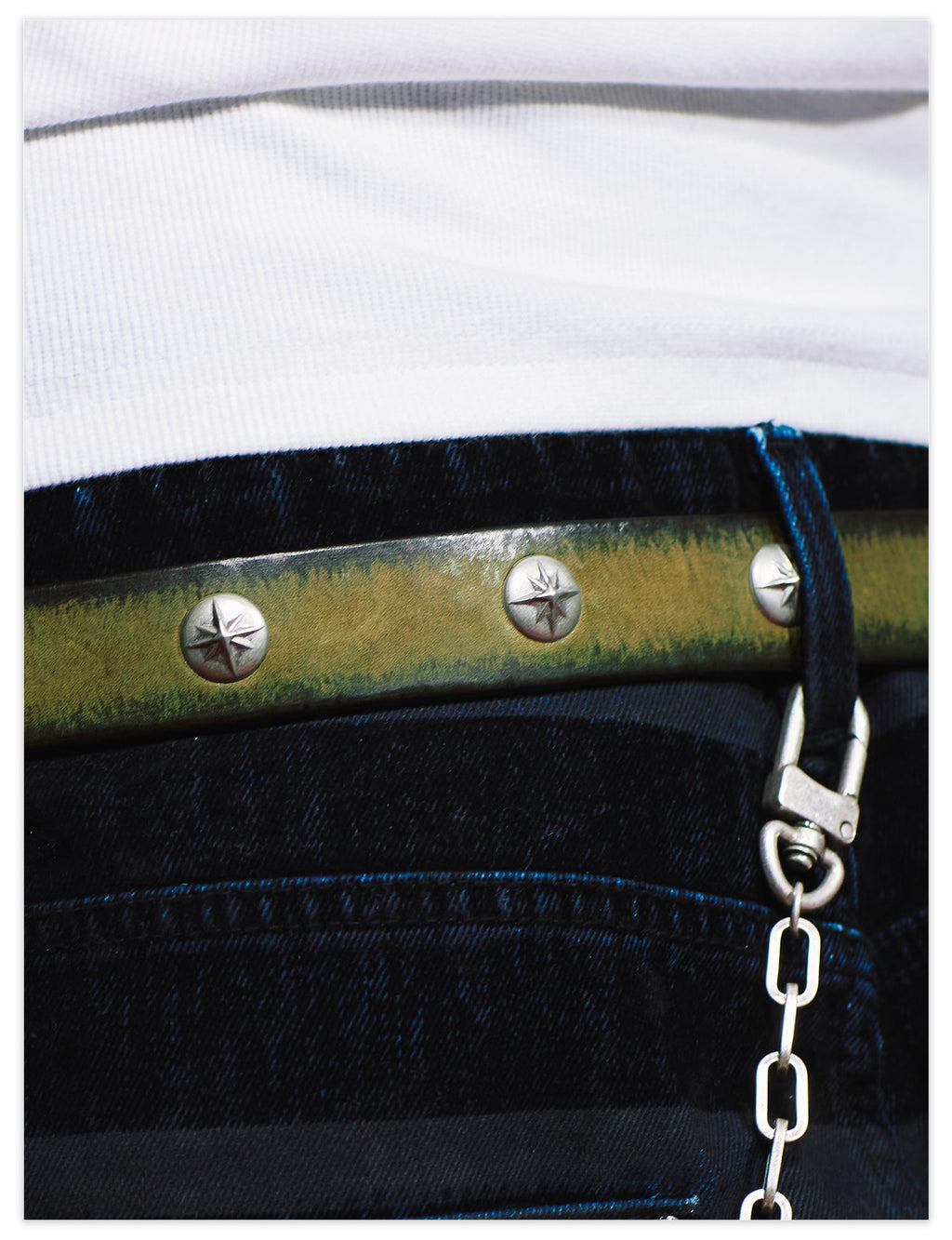 Remedy Washed Color Metal Studded Leather Belt