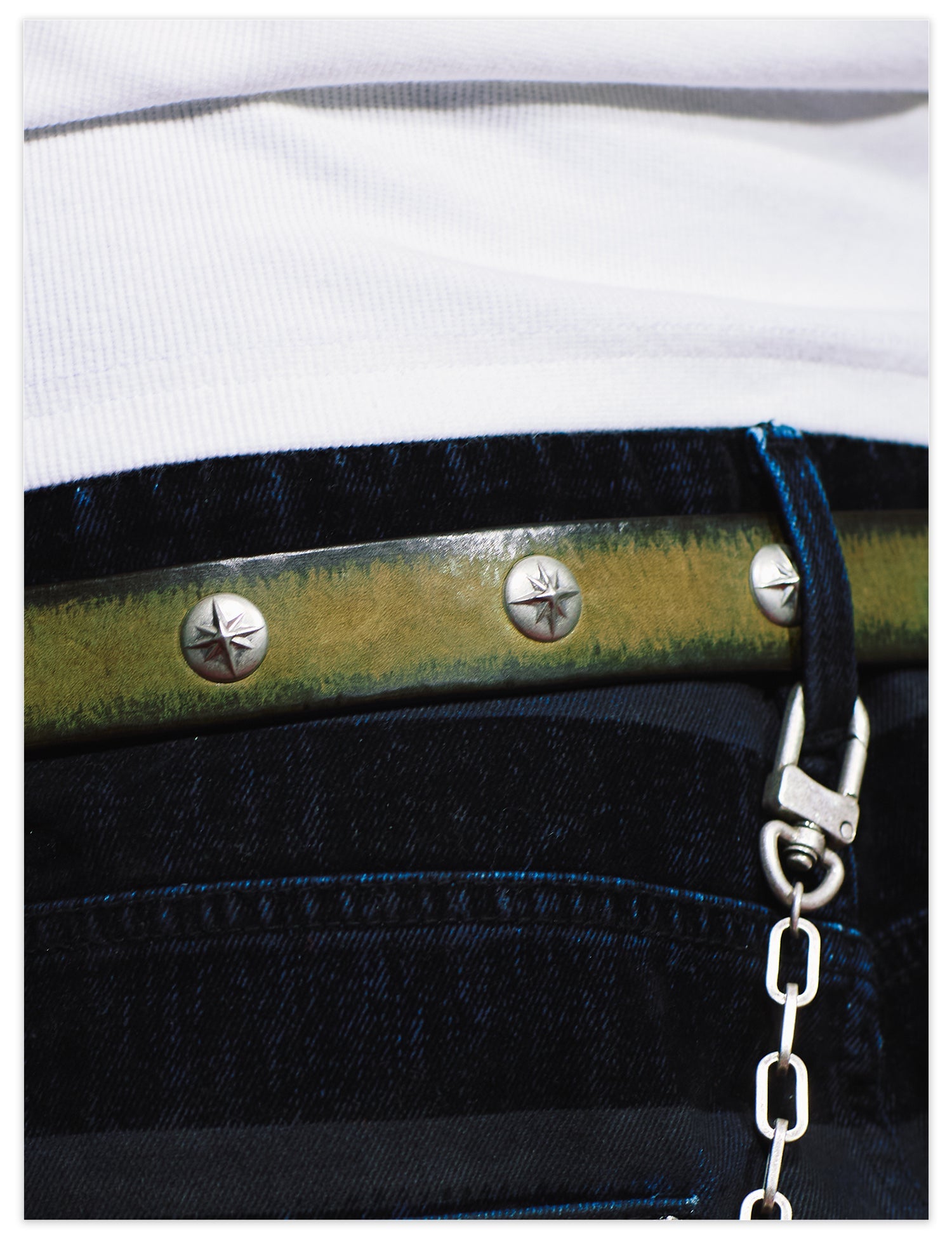 Remedy Washed Color Metal Studded Leather Belt