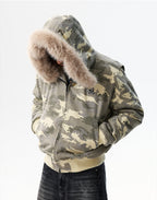 MEDM Detachable Fur Camouflage Hooded Jacket