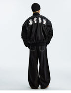 MEDM Gemstone Studded Leather Patch MA-1 Bomber Jacket