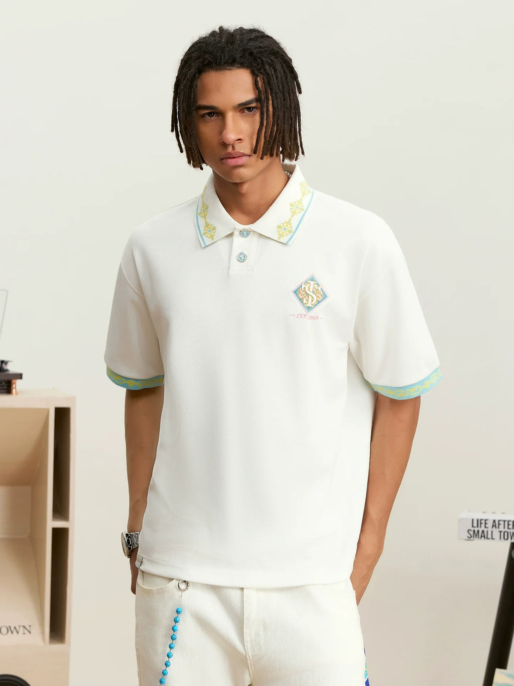 Small Town Kid Ethnic Pattern Jacquard Polo Shirt