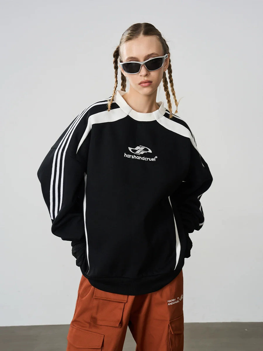 Harsh and Cruel Embroidered Logo Round Neck Sweater